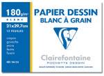 Papier dessin Blanc à grain – 12 feuilles 21 x 29,7 cm – 180 g