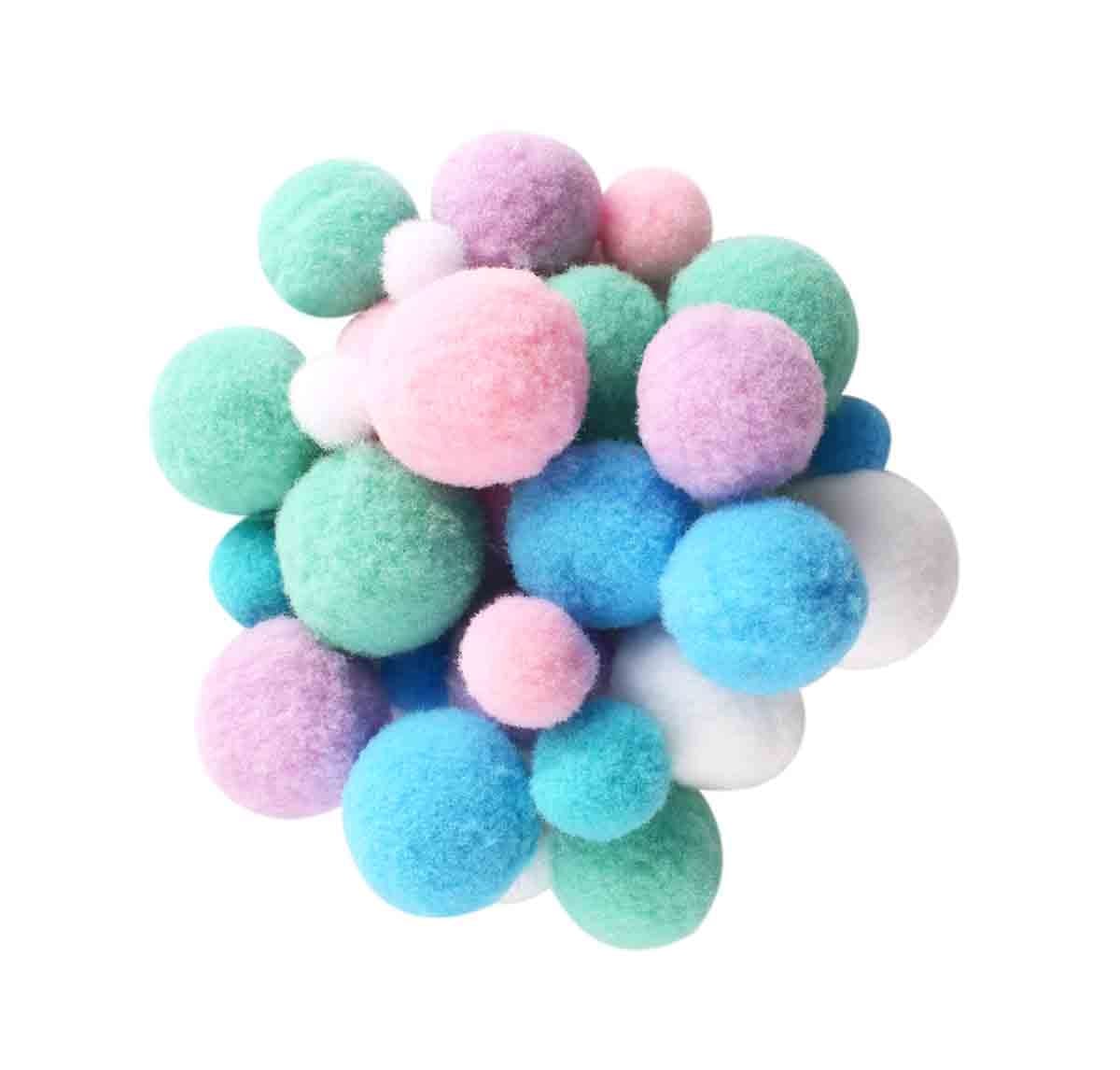 POMPONS assortis pastel de 1 à 2,2 cm x 120 pcs