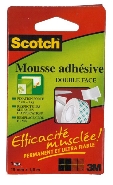 Ruban adhésif mousse double face - 19 mm x 1,5 m - Scotch