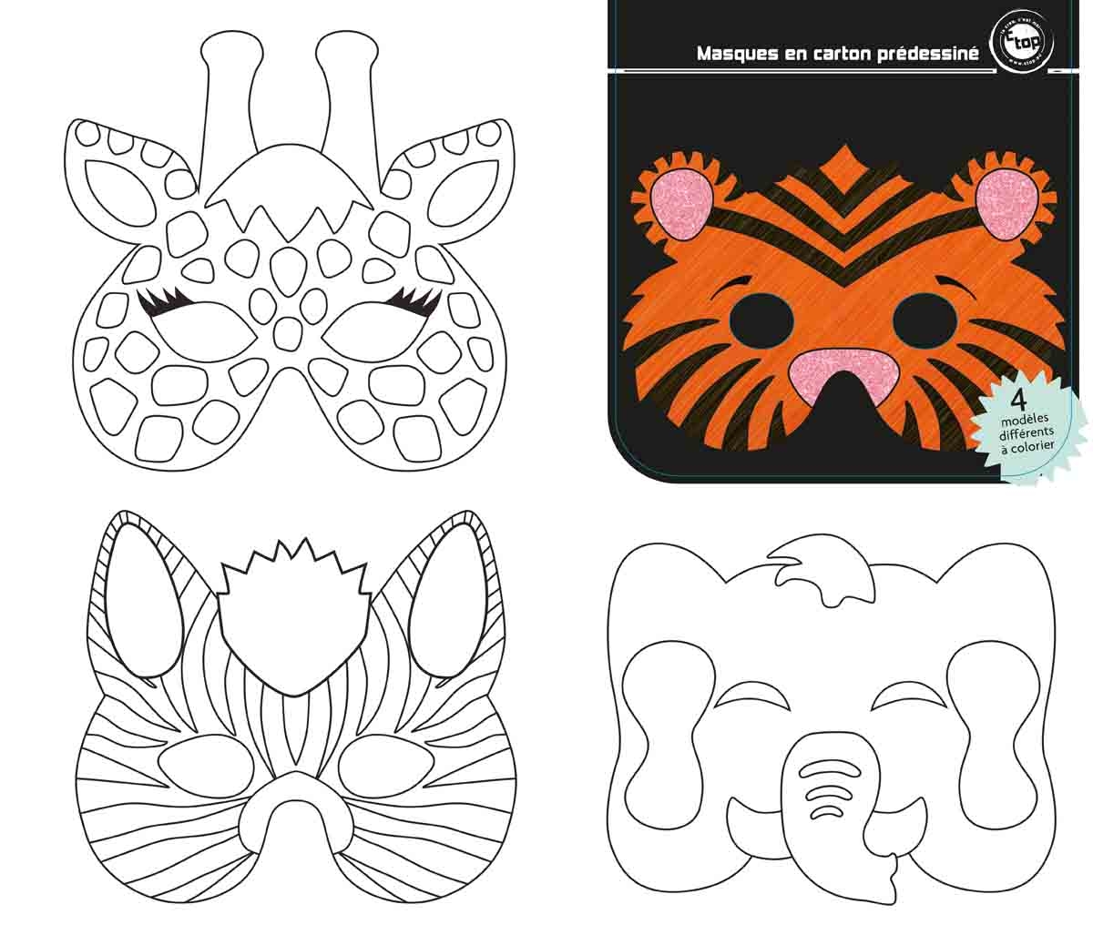 Masques d'animaux de la jungle - 6 pcs. par 1,50 €