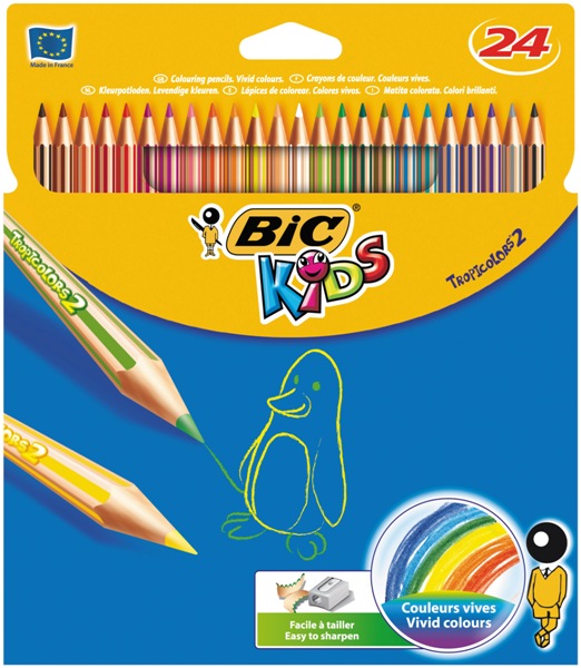 Crayon de couleur Bic Aquacouleur mine aquarelle - Etui de 24